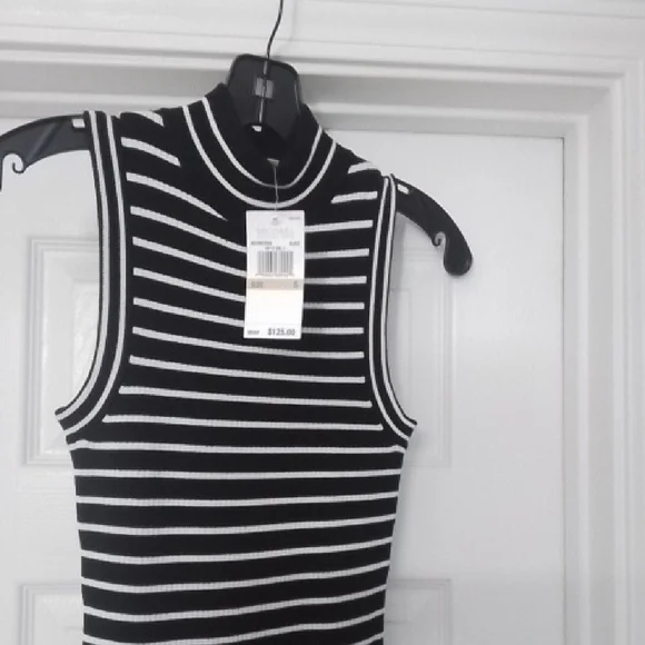 Michael Kors Black and White Striped Midi Dress - Picture 4 of 6